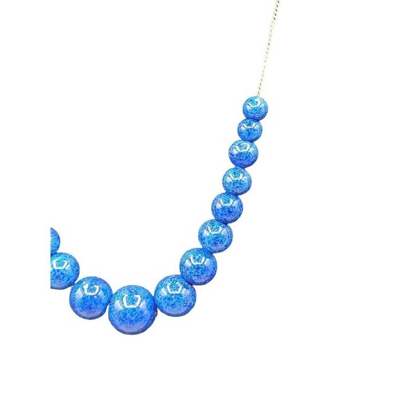 14k Graduated Lapis Lazuli Beaded Necklace 19" Yellow Gold Chain 7.1mm-13mm Bead - Picture 10 of 16